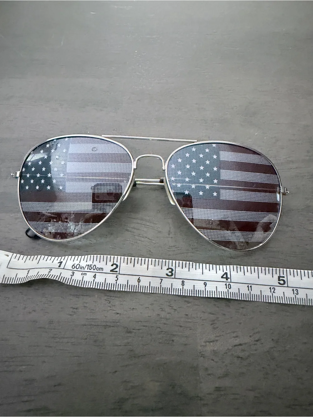 Aviator Sunglasses with American Flag Lenses - Silver Frame
